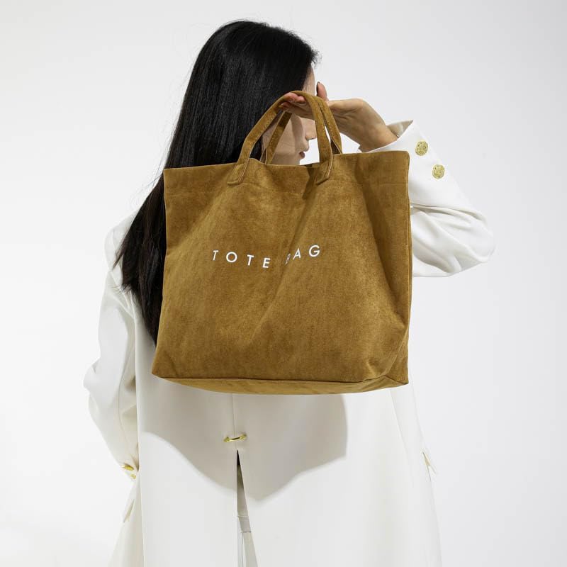 Cohawk Suede Tote Bag for Women Large Soft Tote Bag for Work Travel Letter Print Hobo Bag Fashion Handbag - Image 2